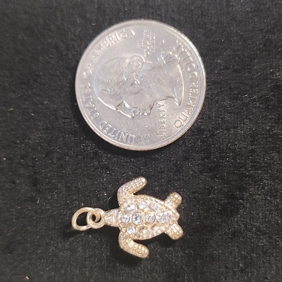 Vintage Gold Tone Rhinestone Turtle Charm - Picture 3 of 3